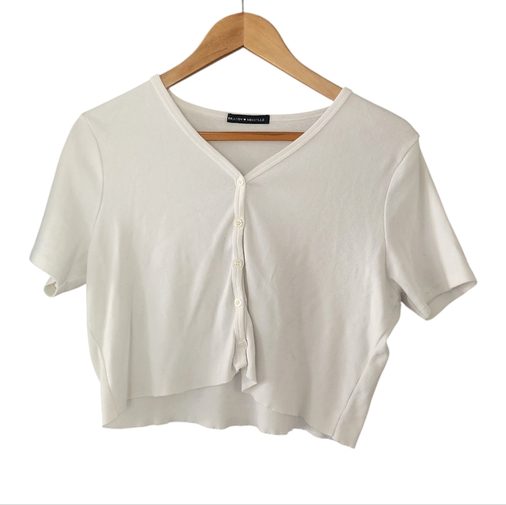 Brandy Melville White Button-Up Cardigan